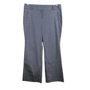 Coastal Striped Seersucker Loft Merisa Blue White Pants 8 Petite Beach Office